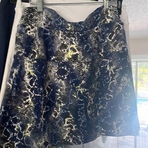 DonaJo Dona Jo Flirty Skort Skirt Wild Blue Snakeskin Print Size 2 L 12-14
